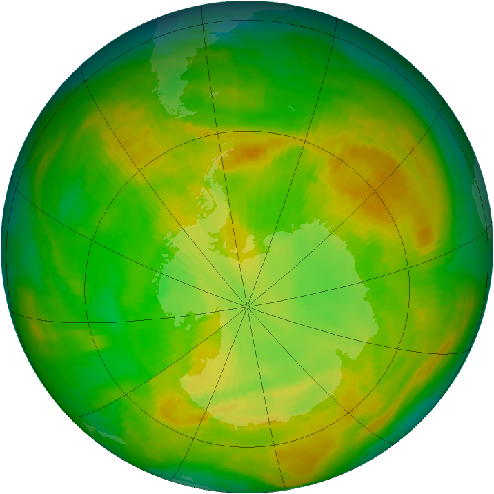 Antarctic ozone map for 06 December 1979